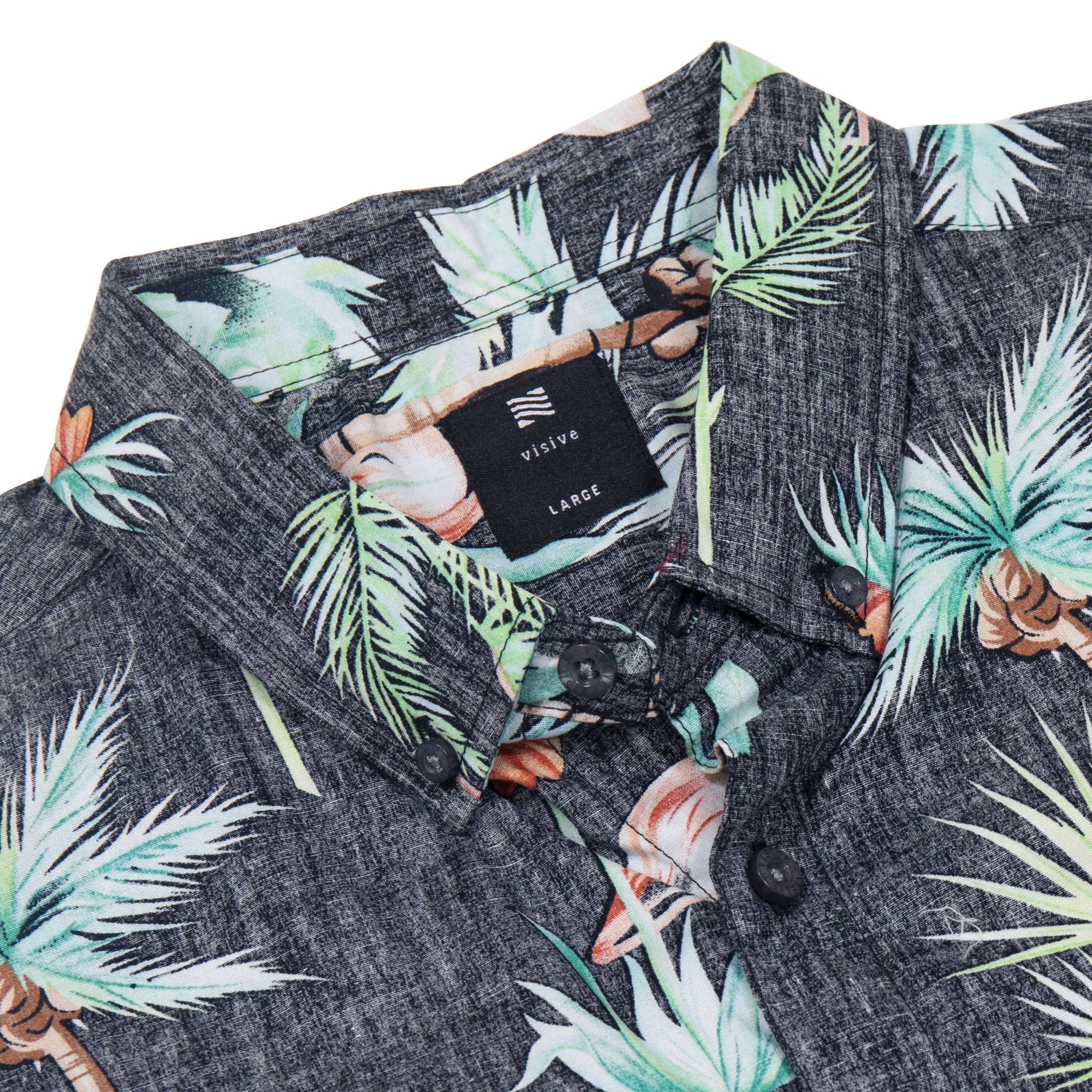 Mens Button Down Shirt - Reverse Black Flamingo