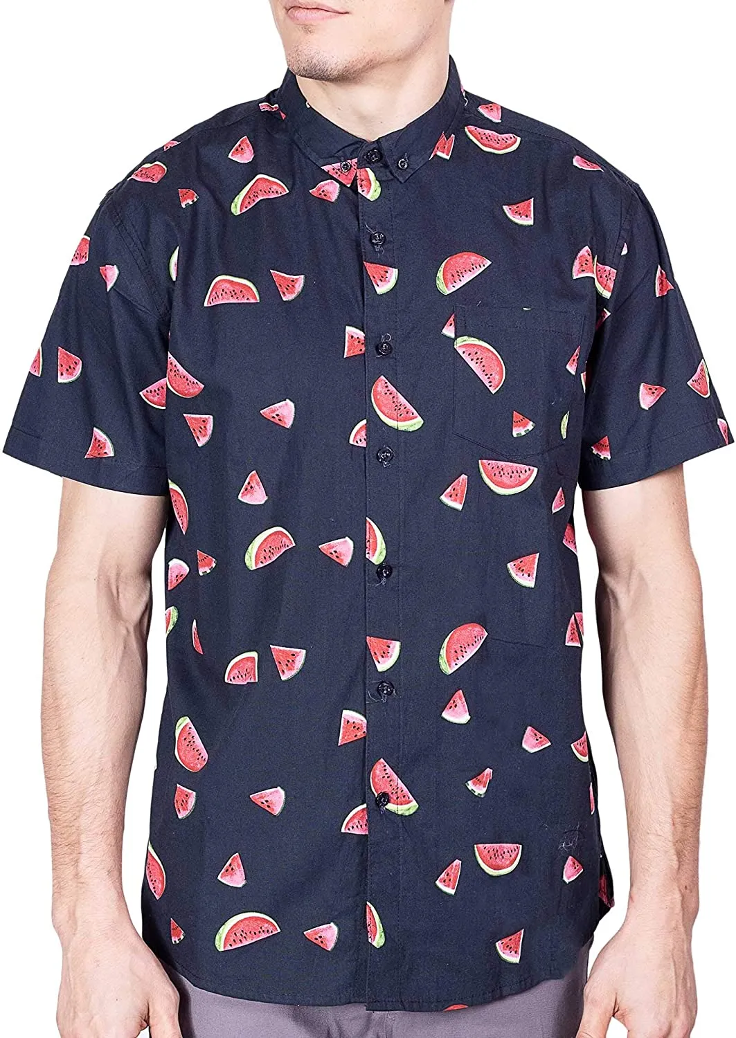 Mens Button Down Shirt - Watermelon Black