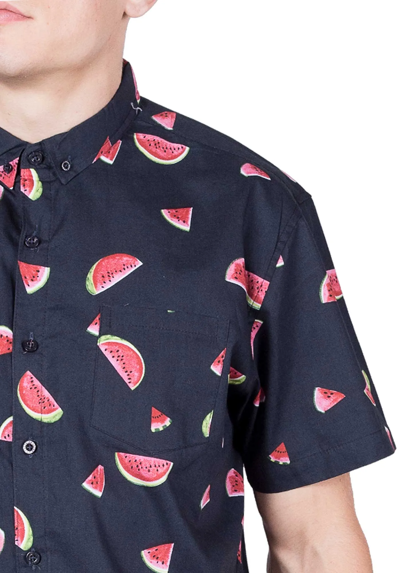 Mens Button Down Shirt - Watermelon Black