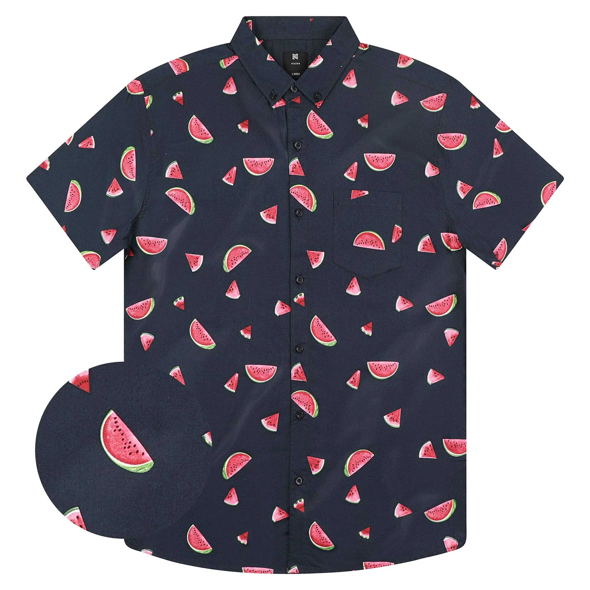 Mens Button Down Shirt - Watermelon Black