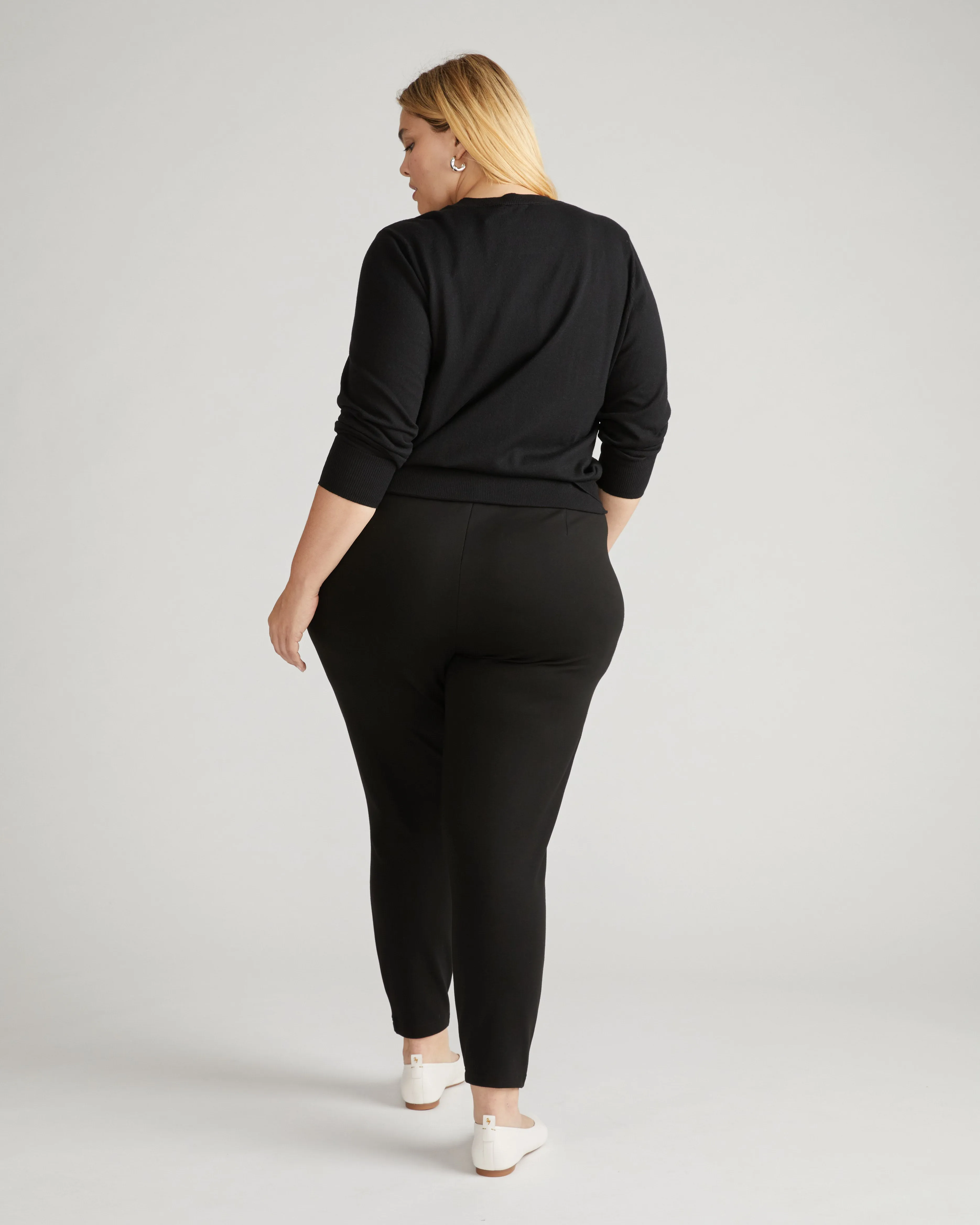 Minimalist Moro Pocket Signature Ponte Pants - Black with White Piping