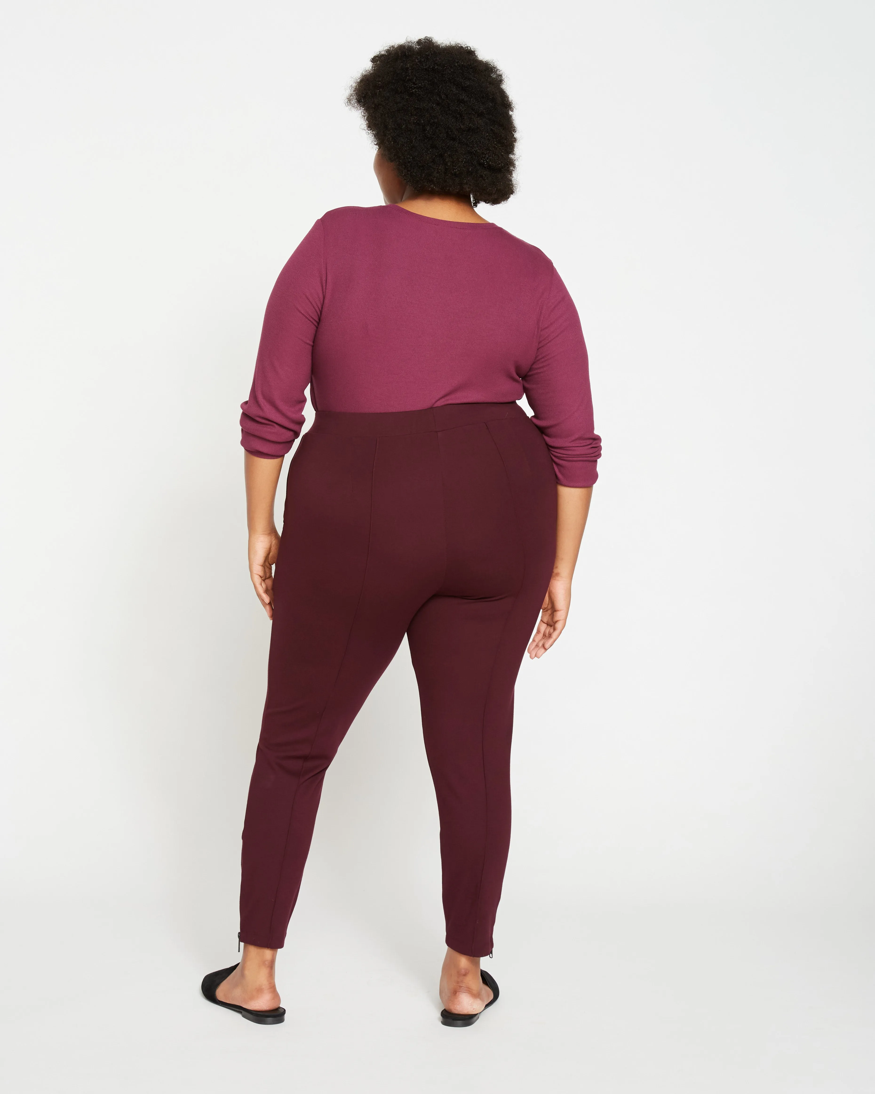 Moro Pintuck Pocket Ponte Pants - Plum