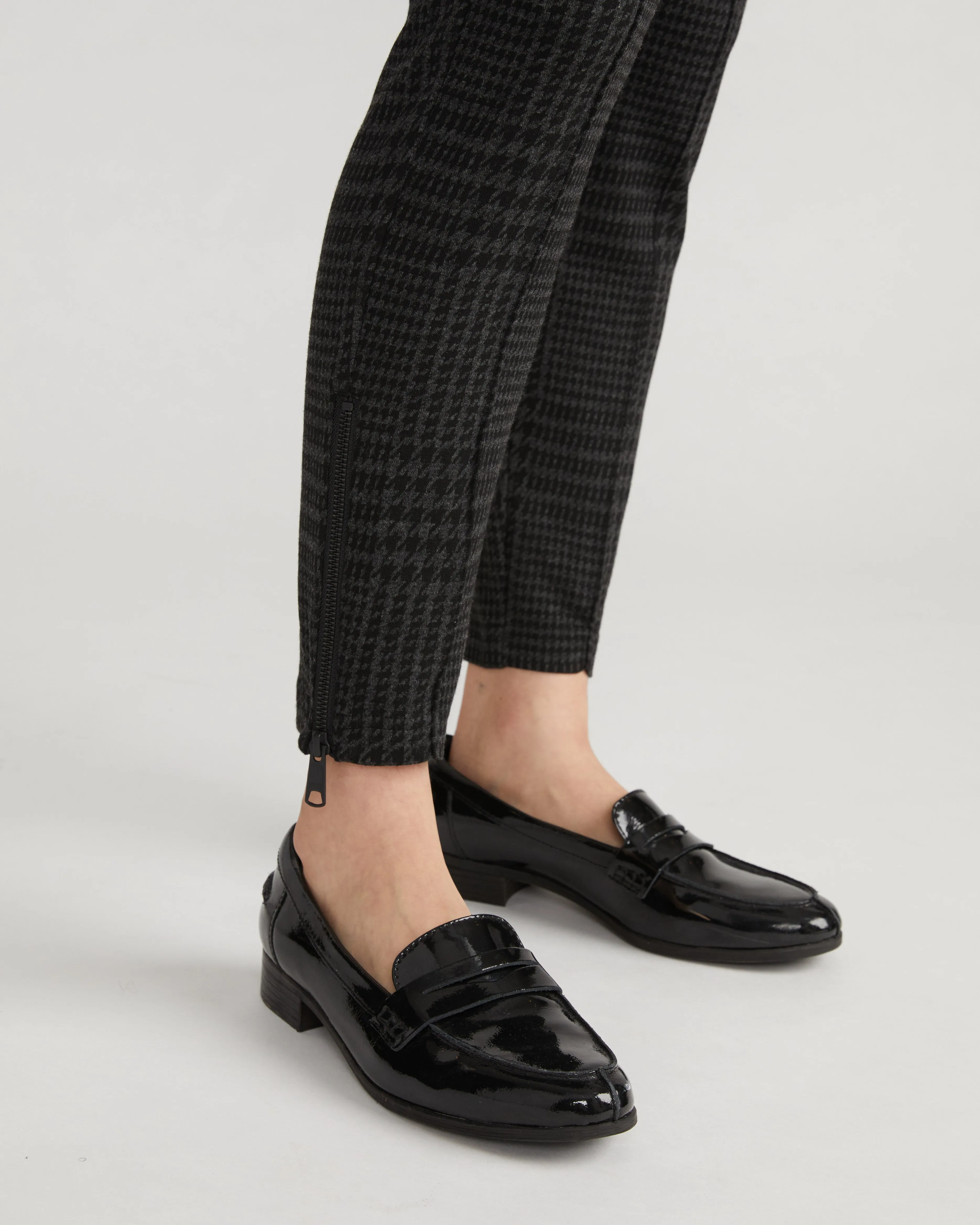 Moro Pintuck Pocket Ponte Pants - Storm Houndstooth