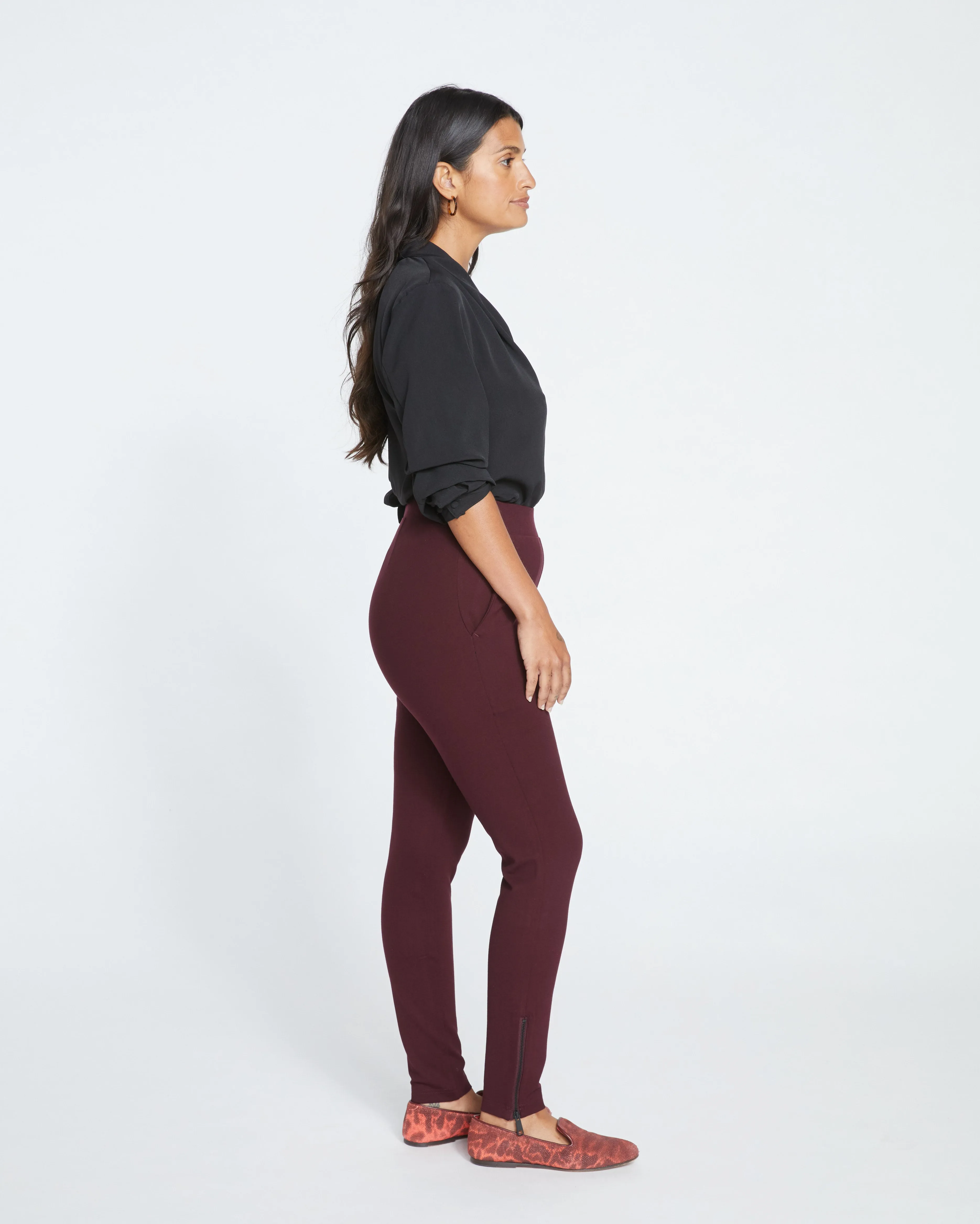 Moro Pocket Signature Ponte Pants - Black Cherry