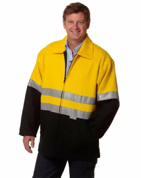 New Mens High Visibility Two Tone Bluey Safety Rain Coat Heavy Duty Fluro Jacket