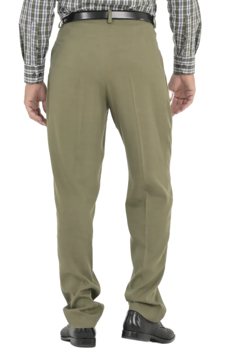 Olive Green Men's Tango Pants With Three Pleats