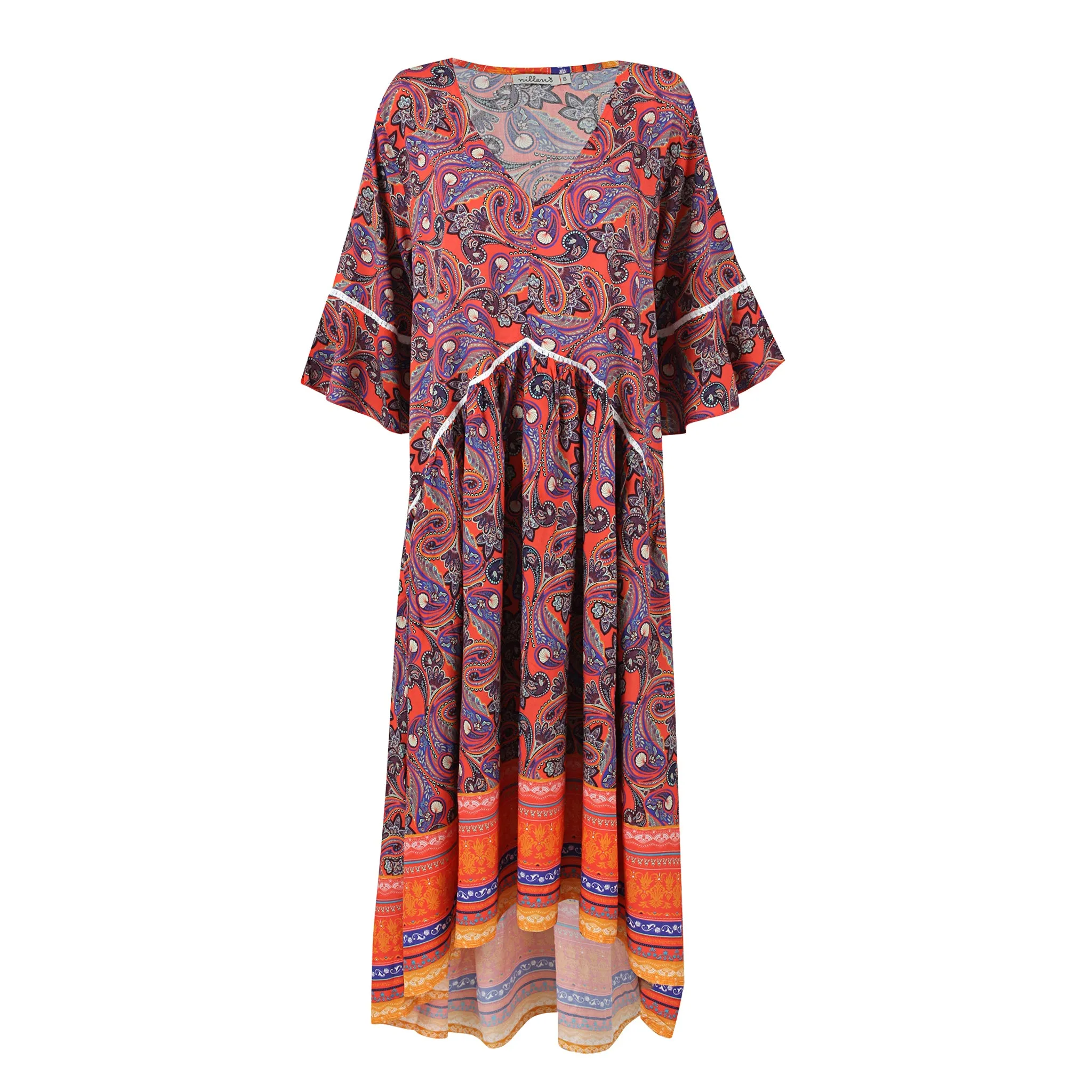 Paisley Breezy Summer Dress (Red)