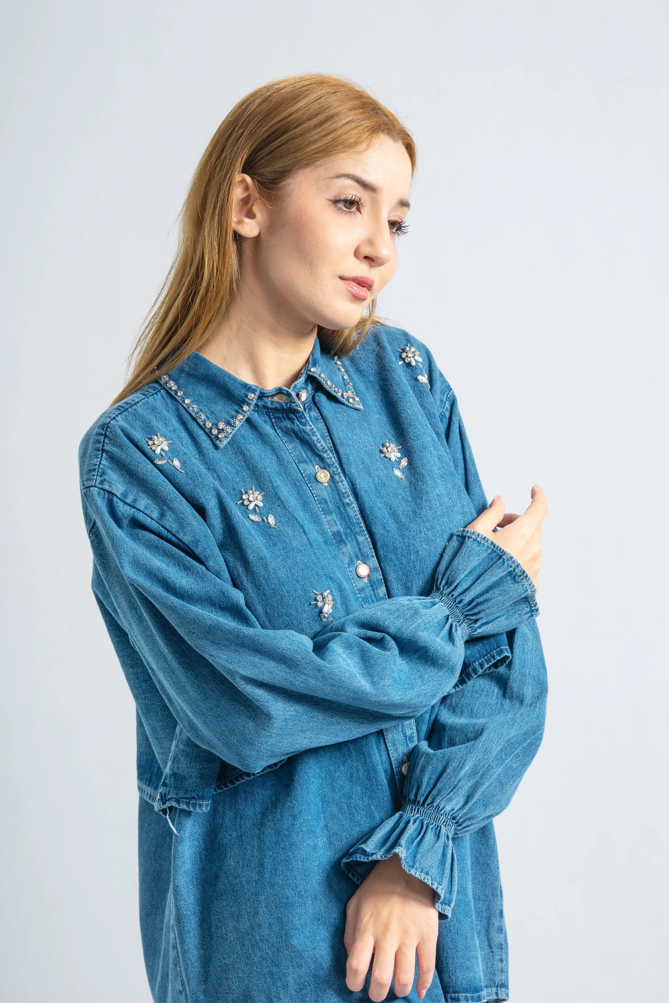 Pearl Flora Denim Blouse