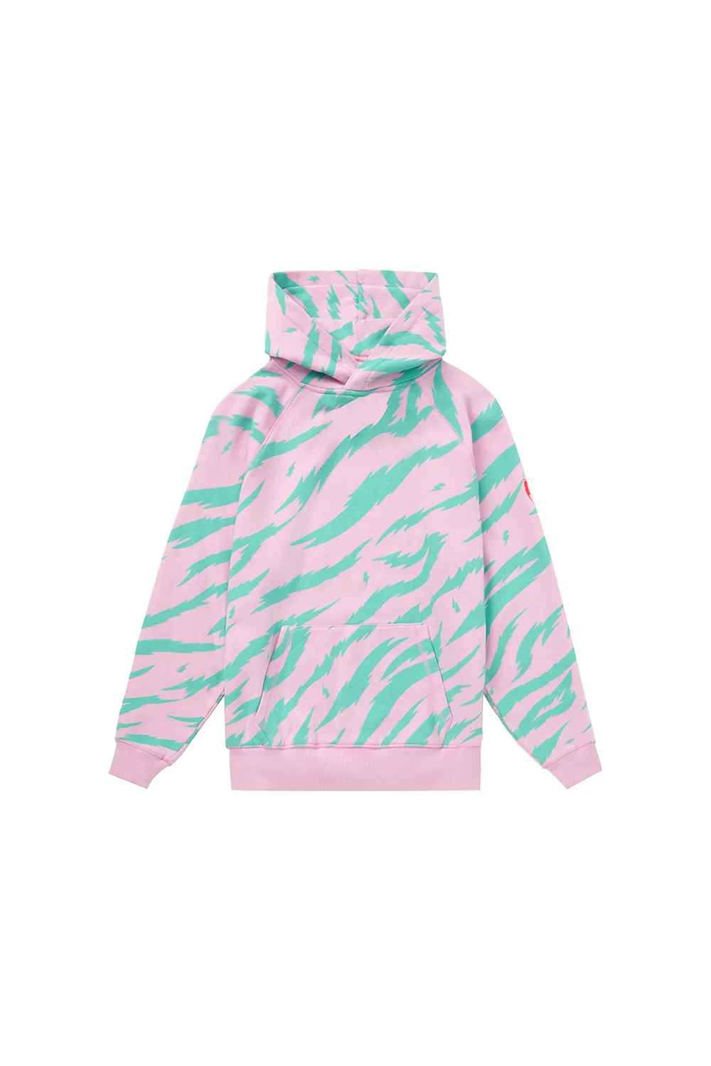 Pink with Green Tiger Print Relaxed Hoodie