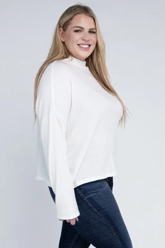 Plus Drop Shoulder Long Sleeve Top