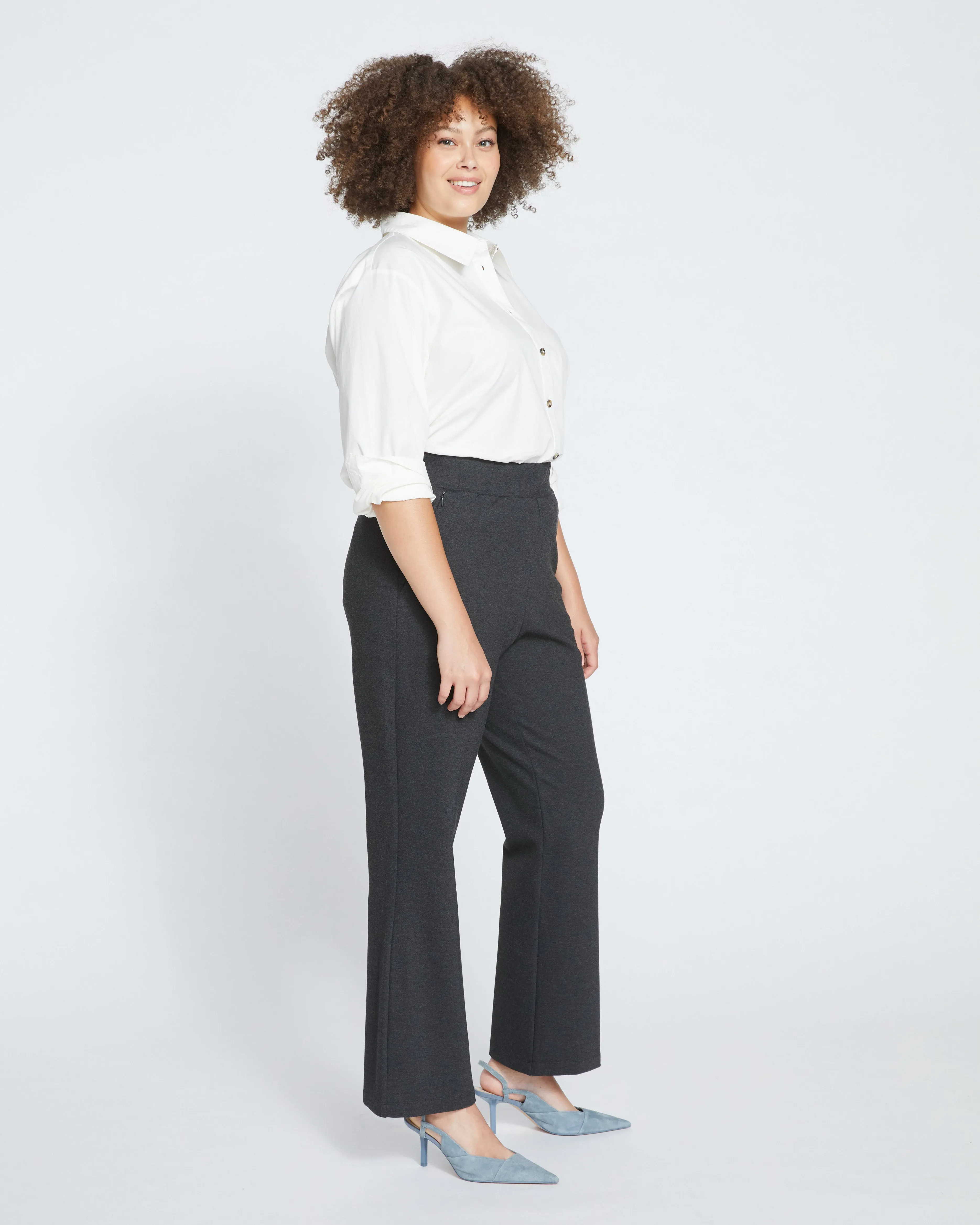 Pull On Bootcut Ponte Pants - Charcoal