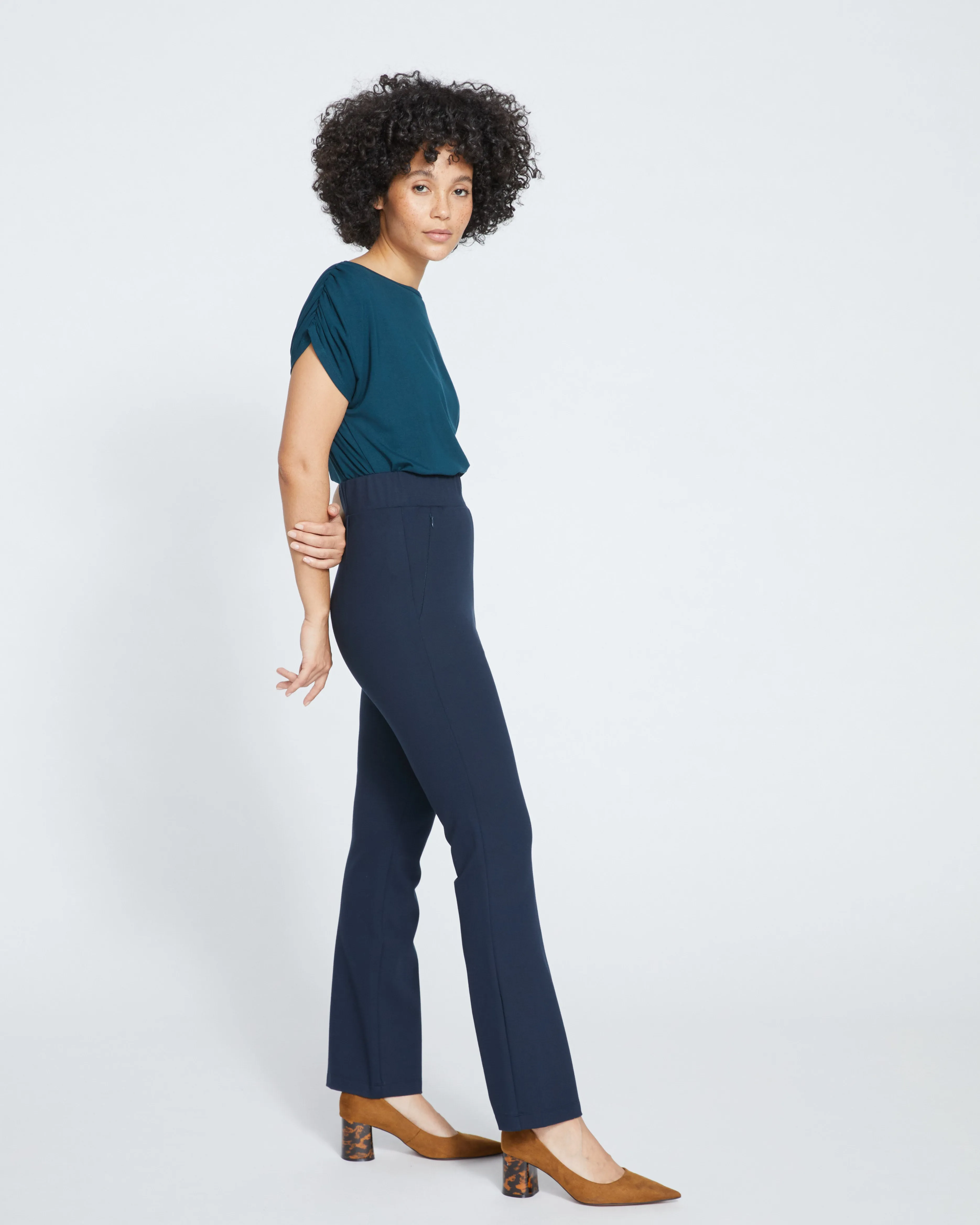 Pull On Bootcut Ponte Pants - Navy