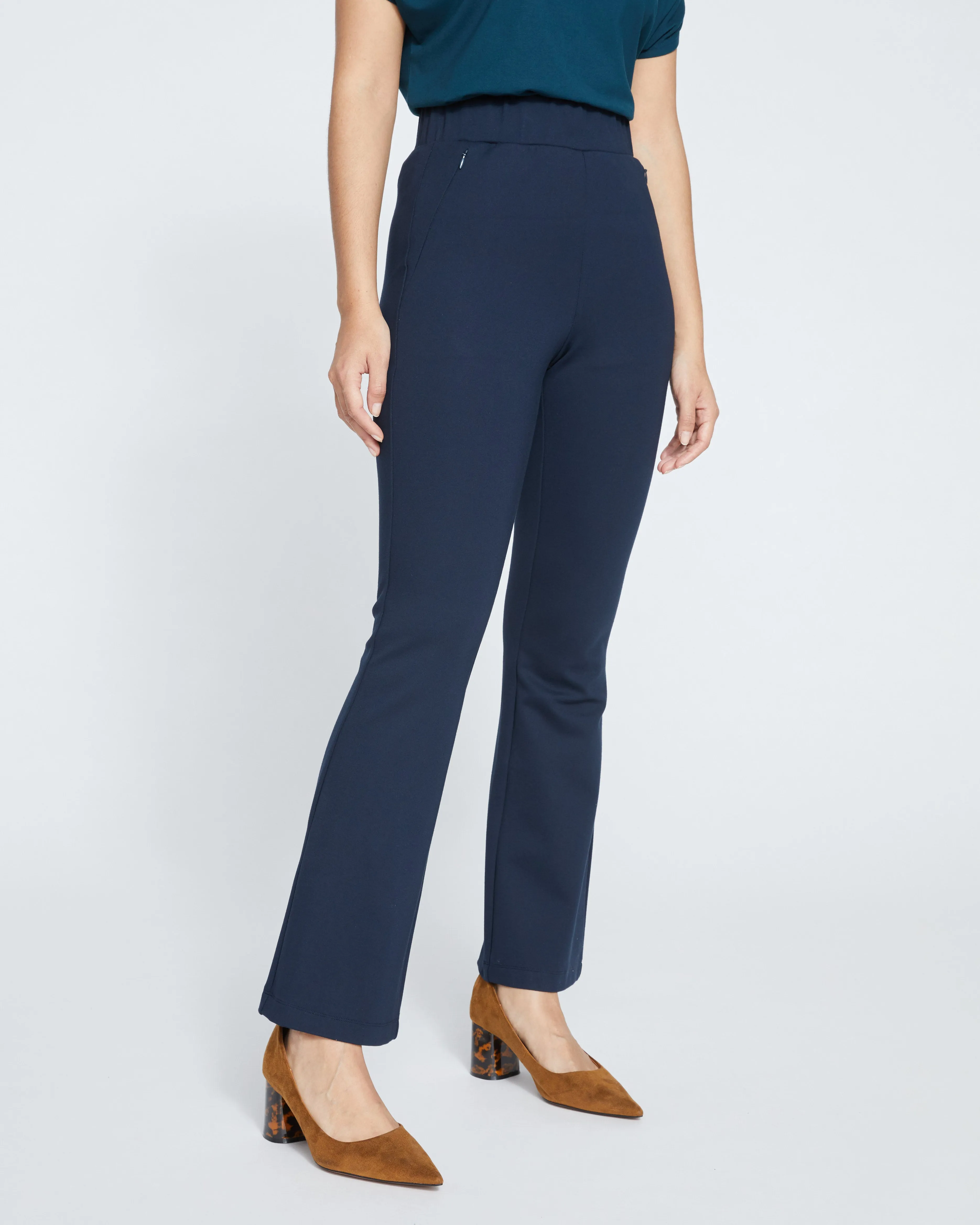 Pull On Bootcut Ponte Pants - Navy