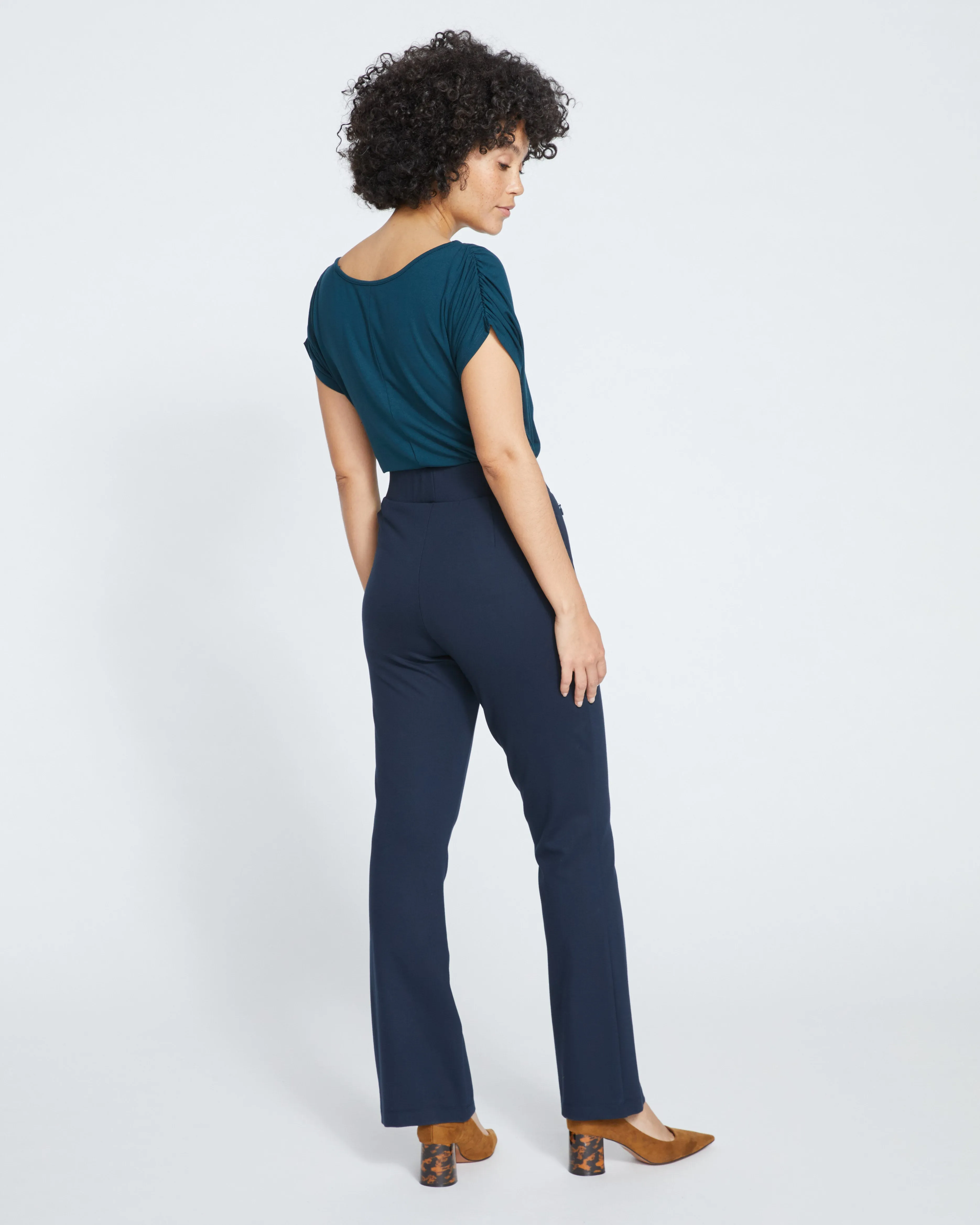 Pull On Bootcut Ponte Pants - Navy