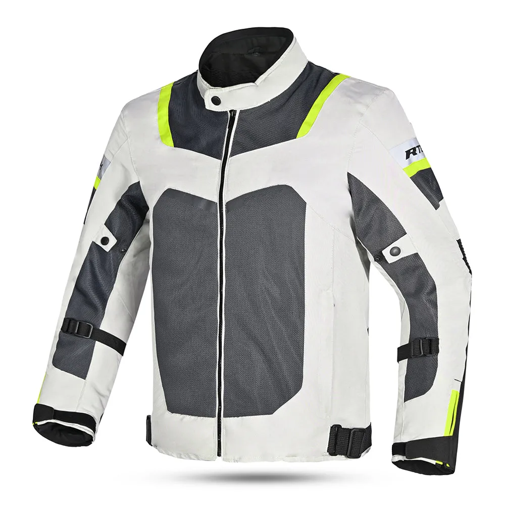 R Tech Spiral Mesh Motorcycle Jacket Ice/Grey/Yellow Flour