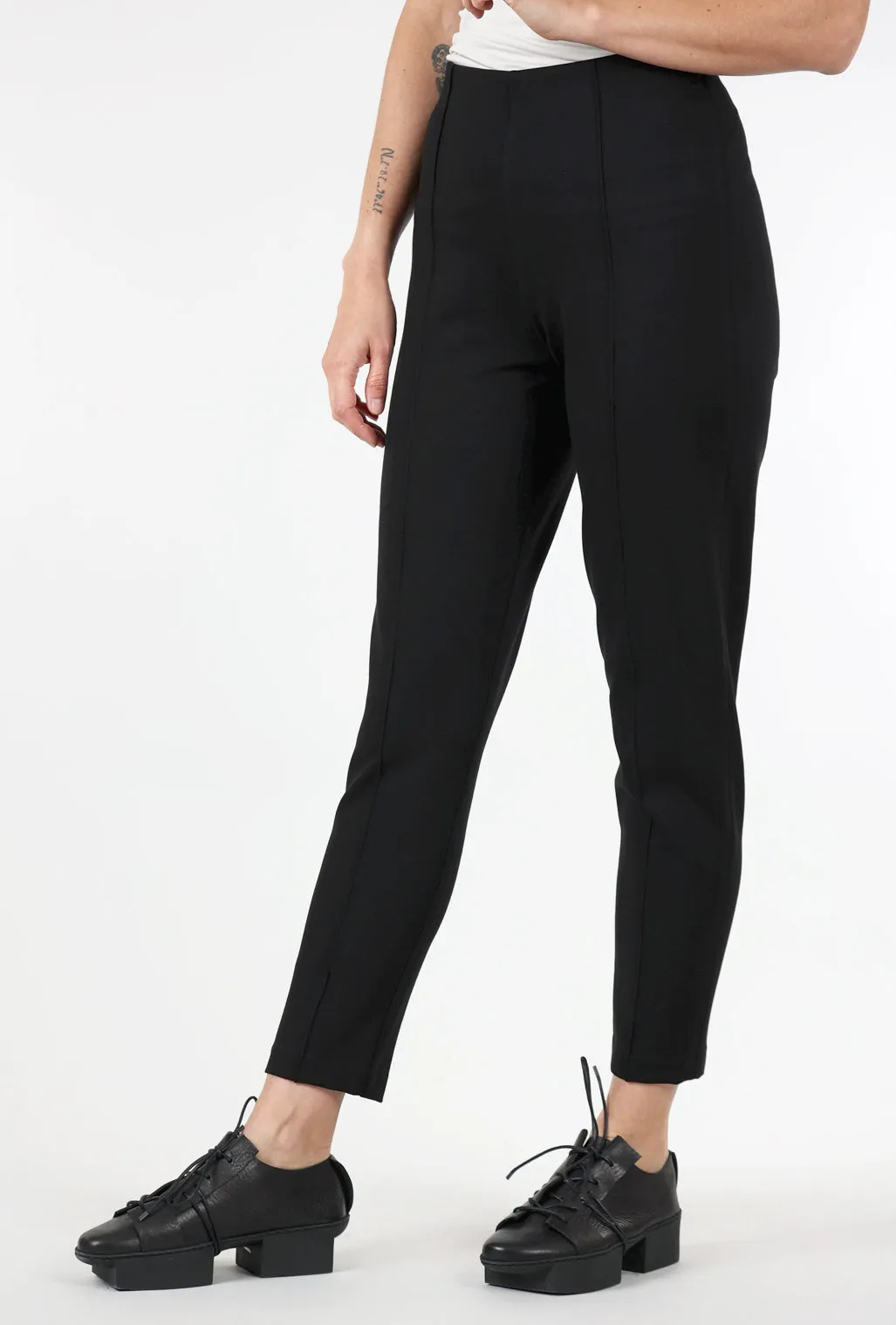 Sharon Ankle Ponte Knit Pant, Black