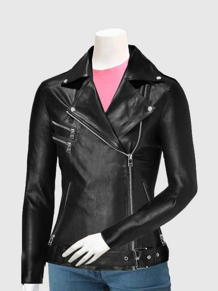 Size Medium Classic Leather Zipper Jacket for Women