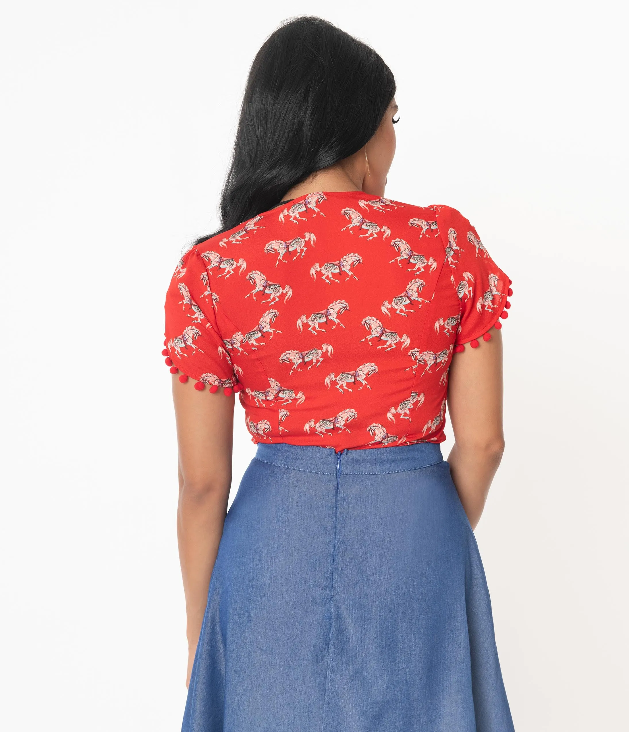 Smak Parlour Red Carousel Pony Print Downtown Darling Blouse