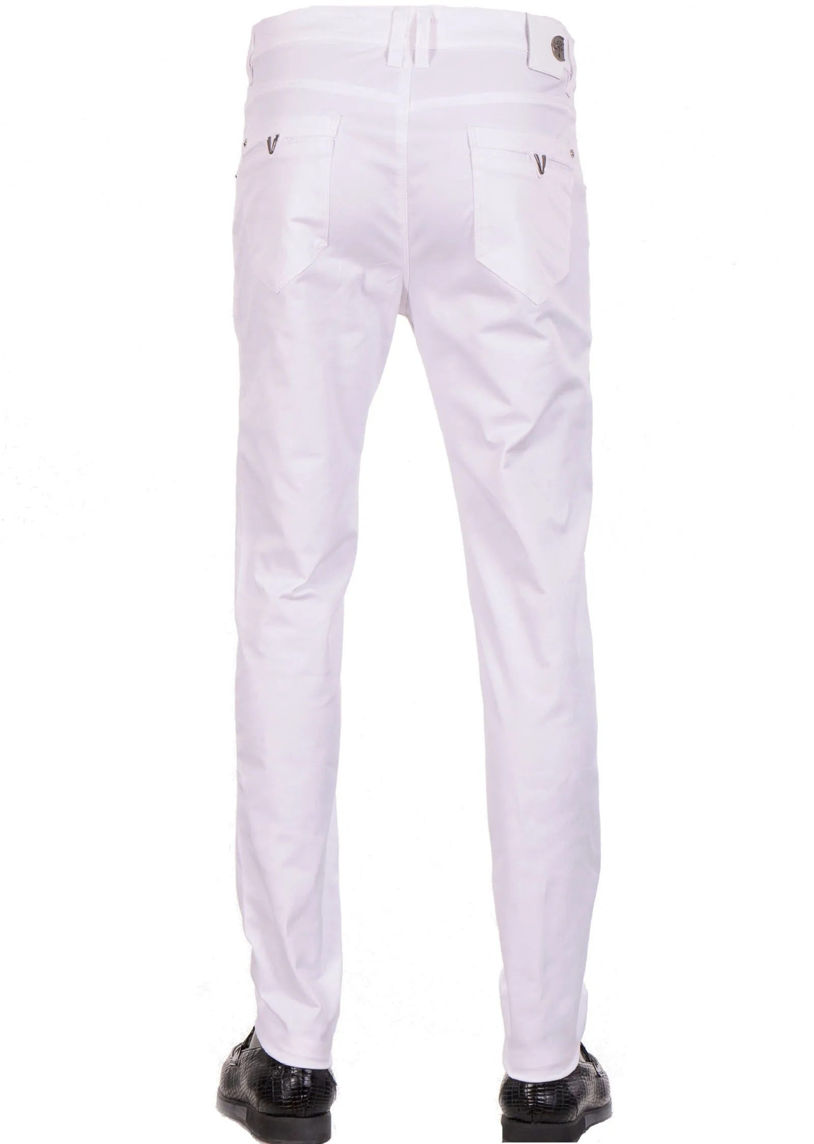 White "V-metal" Tech Pants