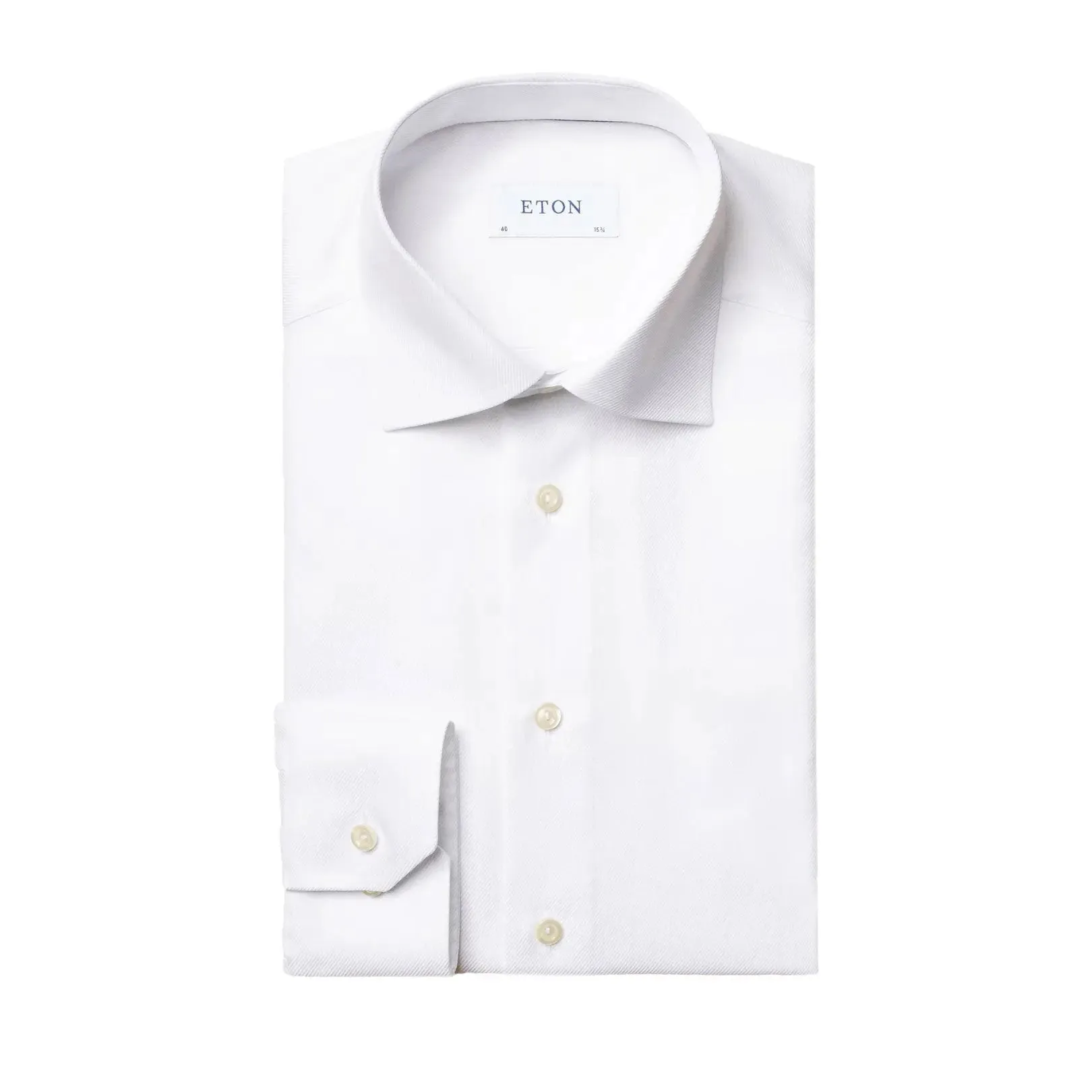 White Textured Twill Slim Fit Shirt