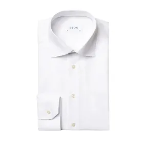 White Textured Twill Slim Fit Shirt