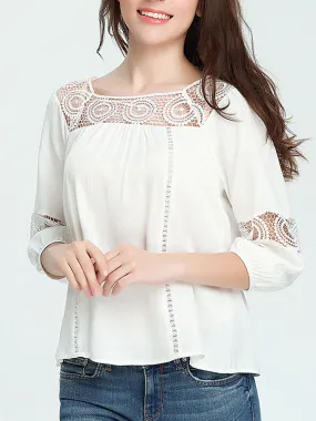 Women Elegant  Hollow Out Shirts