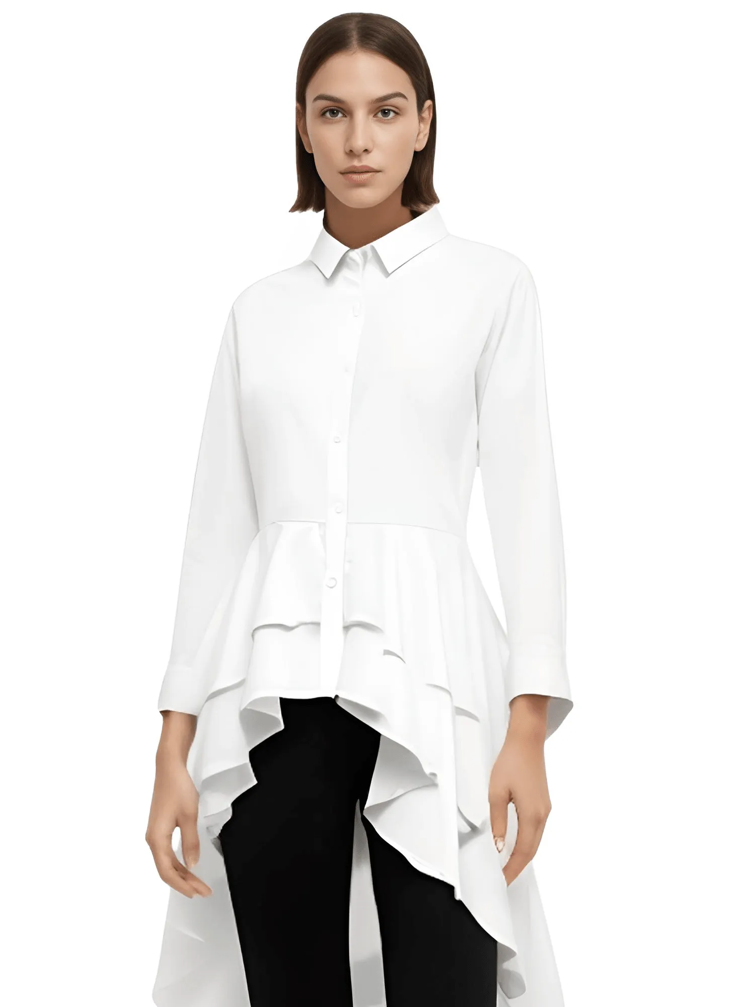 Women's Elegant Ruffle Hem Shirt