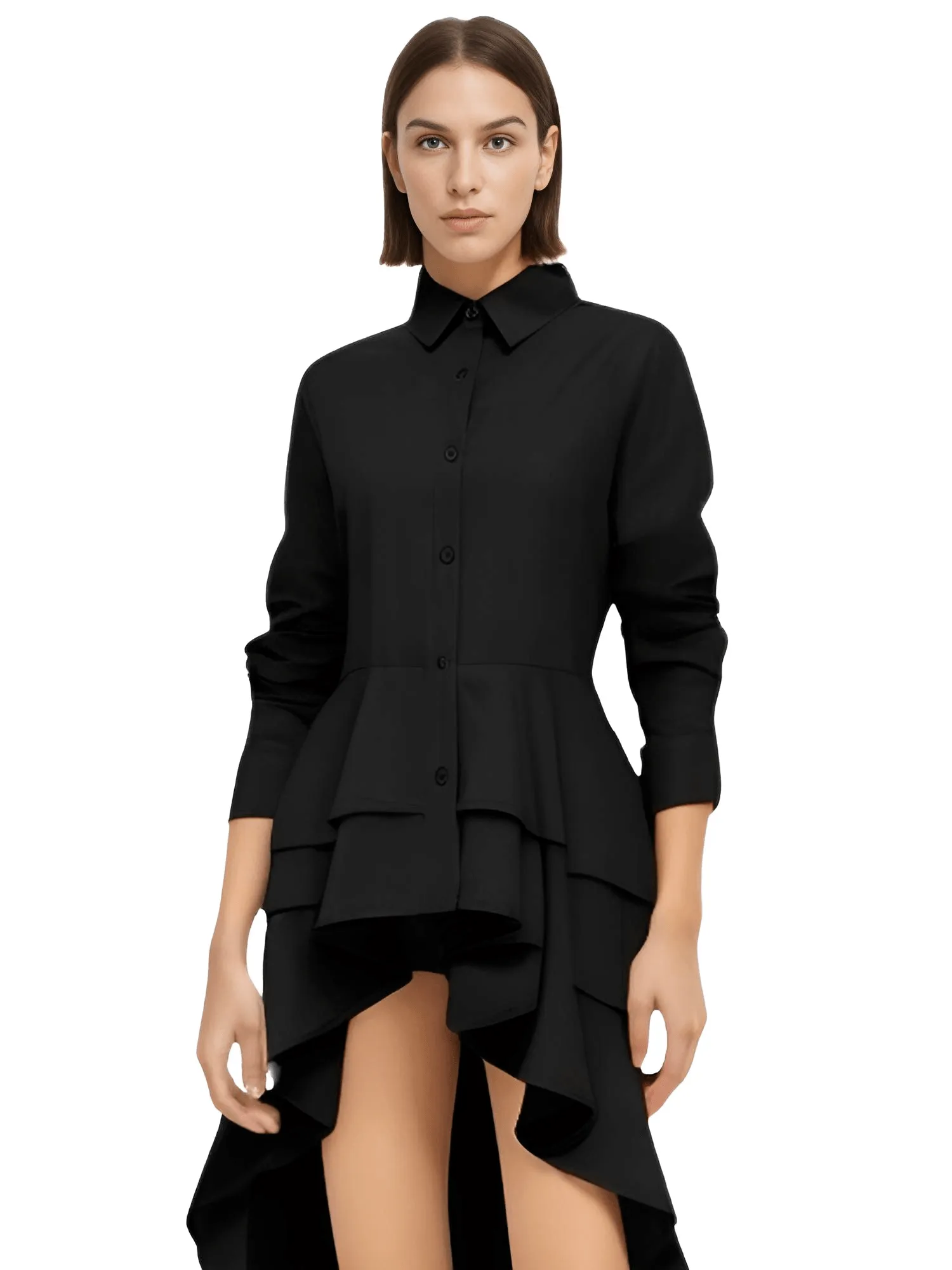 Women's Elegant Ruffle Hem Shirt