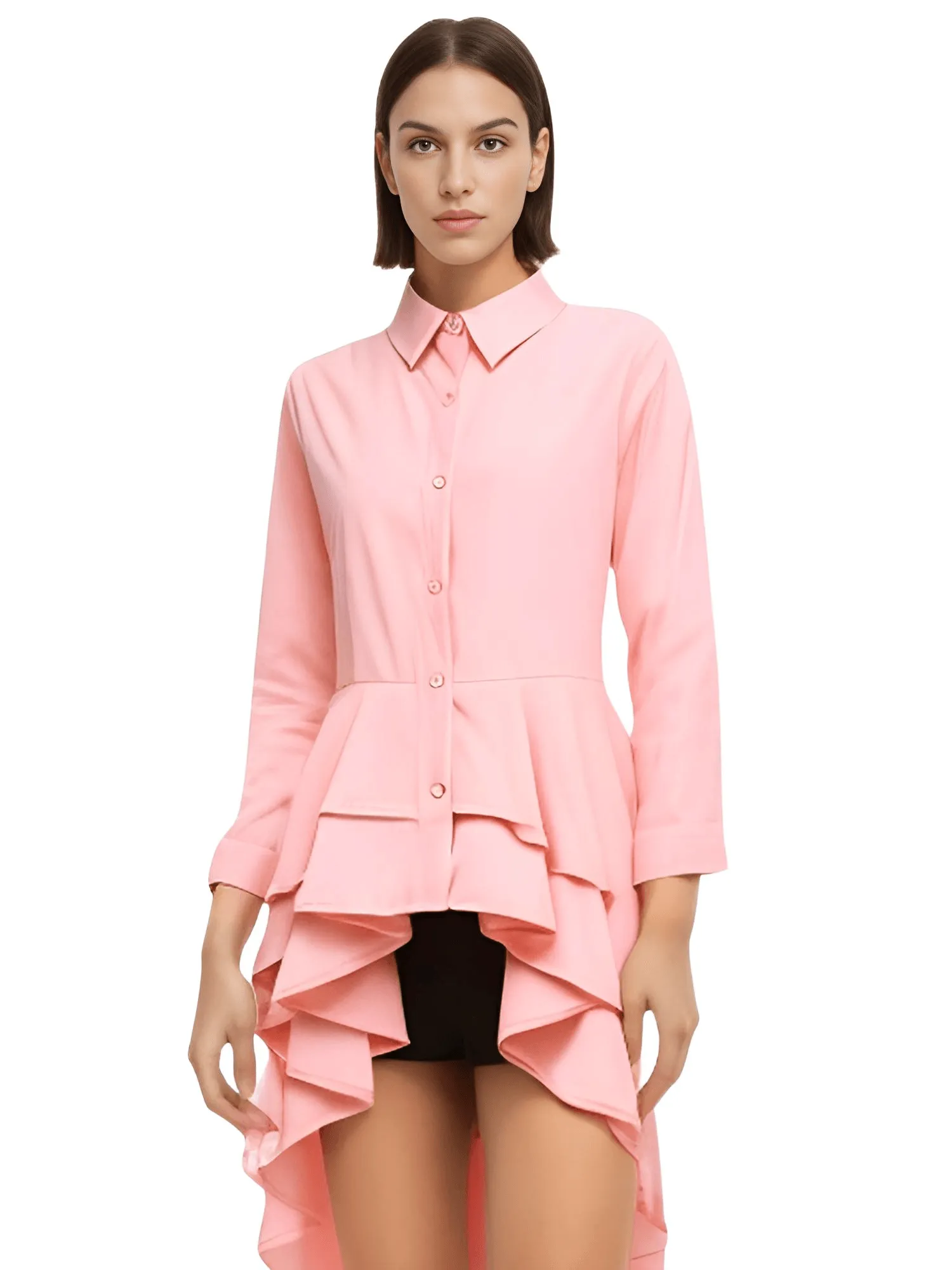 Women's Elegant Ruffle Hem Shirt