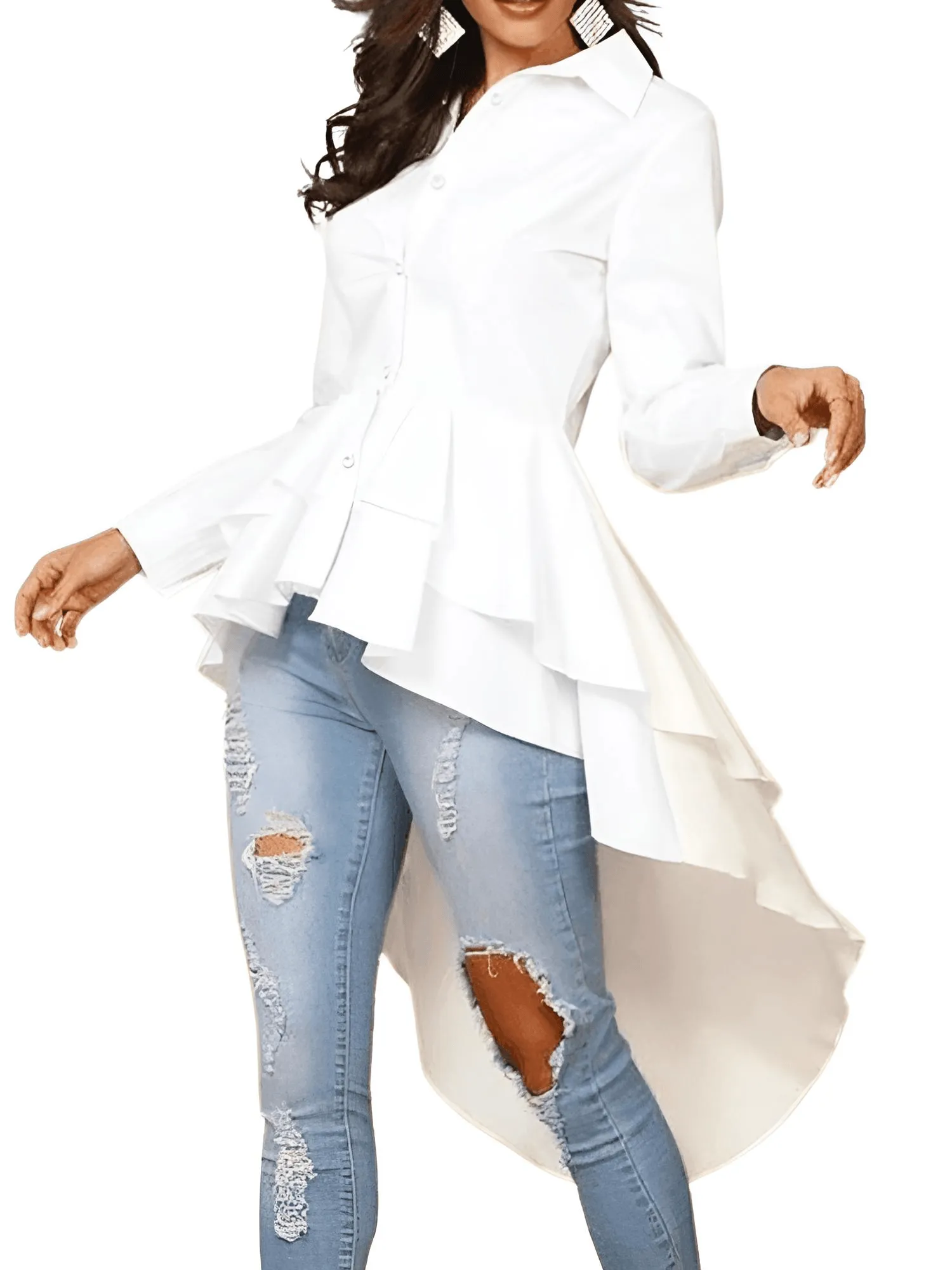 Women's Elegant Ruffle Hem Shirt