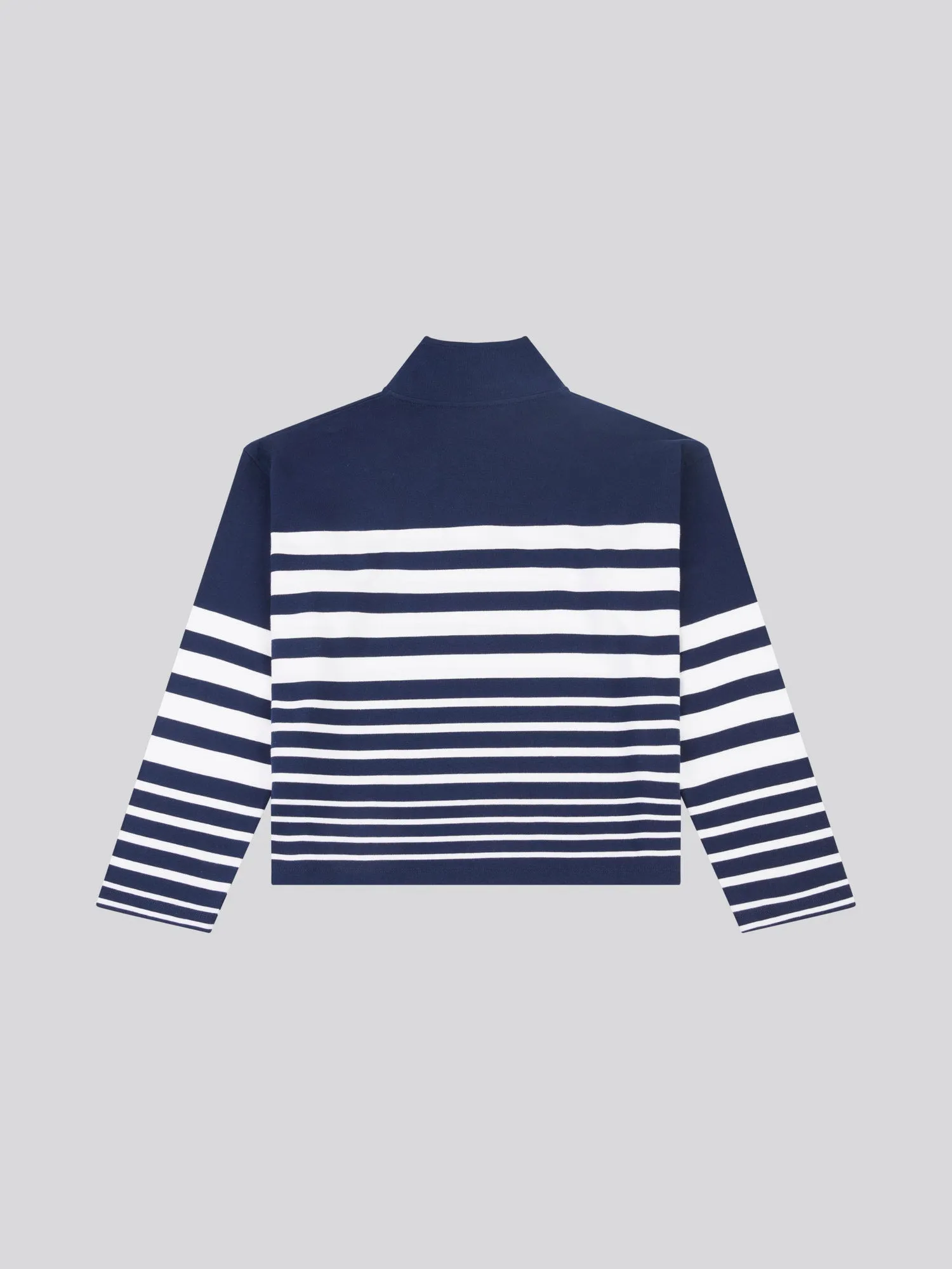 Womens Striped Funnel Neck Top in Navy Iris